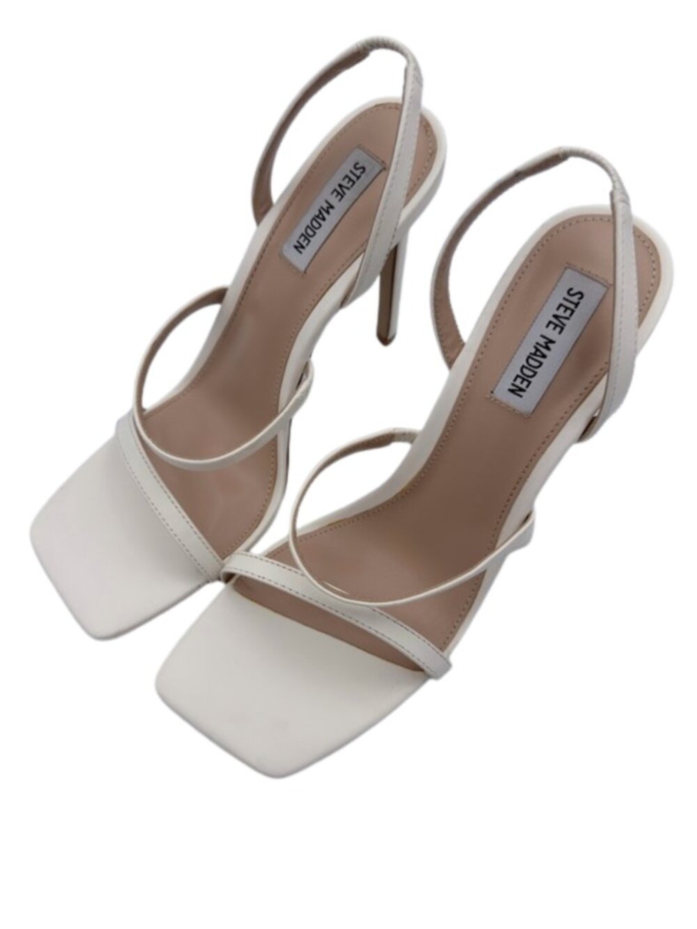 Steve Madden Ivory Square Toe Strappy Slingback Stiletto Wedding Heels Size 10 M